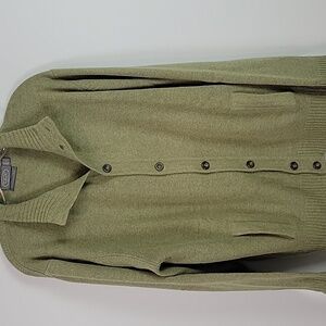 Talbots mens green wool cashmere cardigan sweater size Large
